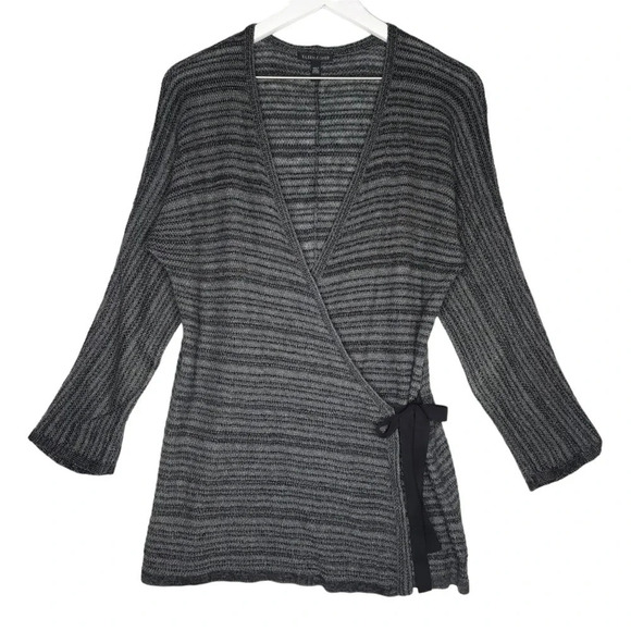 Eileen Fisher Sweaters - Eileen Fisher Striped Lightweight Knit Wrap Top Dolman Sleeves